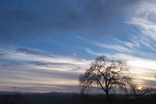 blue sky at sunset