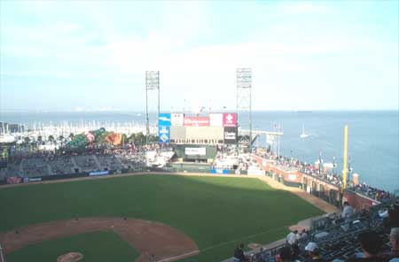 Pacific Bell Park and San Francisco Bay, about half an hour before game time