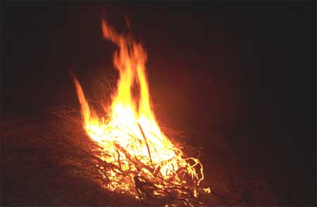 the fire at its peak