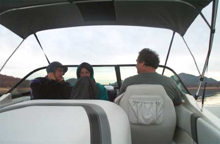 Mom, Suzanne and John on the ski boat