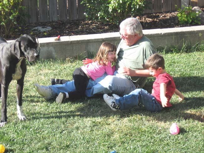 Aiden and Kylie with Uncle Mike
